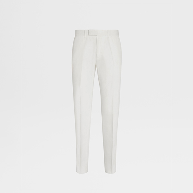 zegna flat front slim straight leg linen cotton blended tailored long trousers